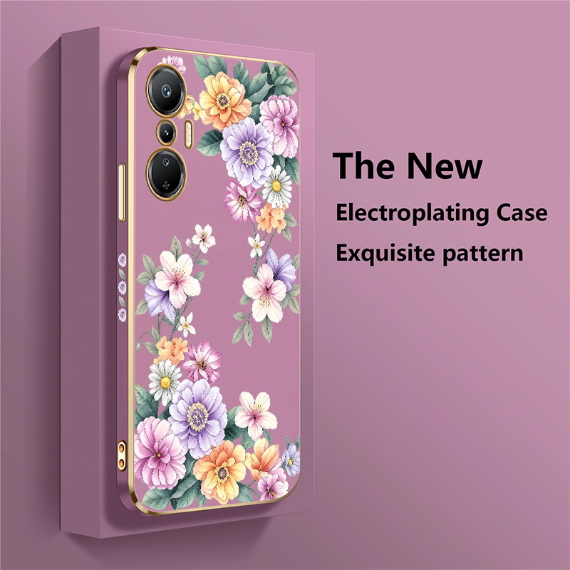 ピンクのチューリップと紫の牡丹の花柄のInfinix Hot - Phone Cases Purple のレビューと価格