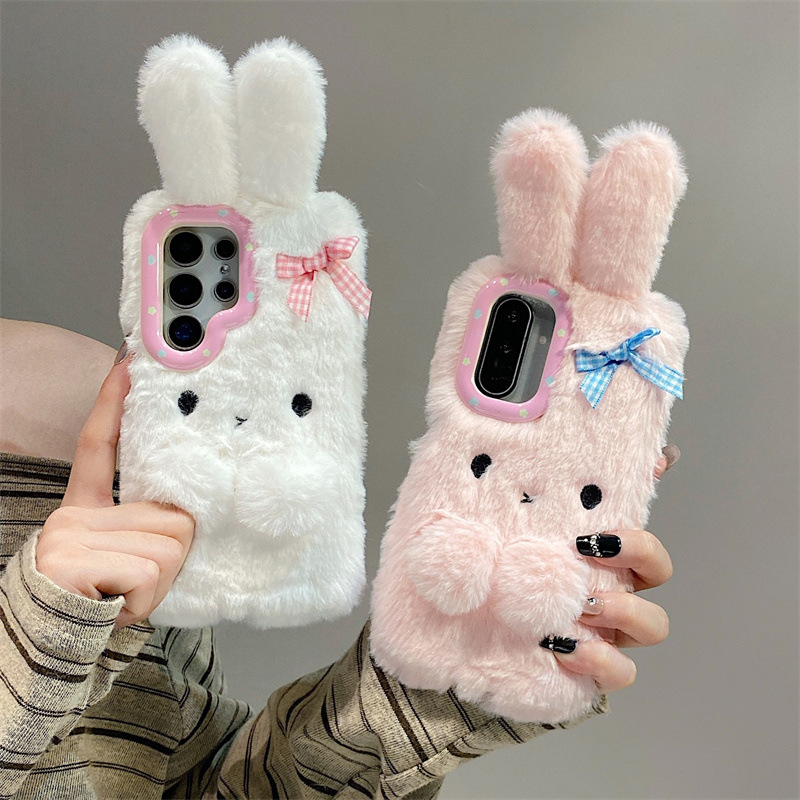 コレン 3D カートゥーン リボン付きうさぎ耳 暖かい毛皮の - Phone Cases For Samsung Galaxy のレビューと価格