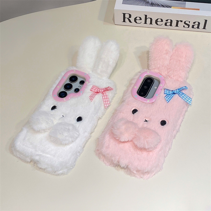 コレン 3D カートゥーン リボン付きうさぎ耳 暖かい毛皮の - Phone Cases For Samsung Galaxy のレビューと価格