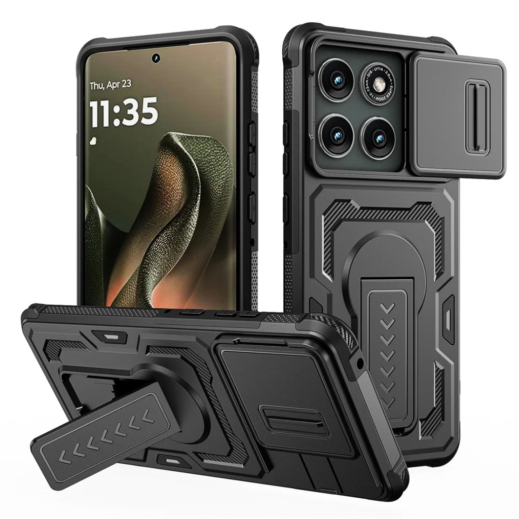 頑丈な耐衝撃ケース、スライド式カメラレンズカバーとキックスタ - Phone Cases Motorola Edge 2025 のレビューと価格