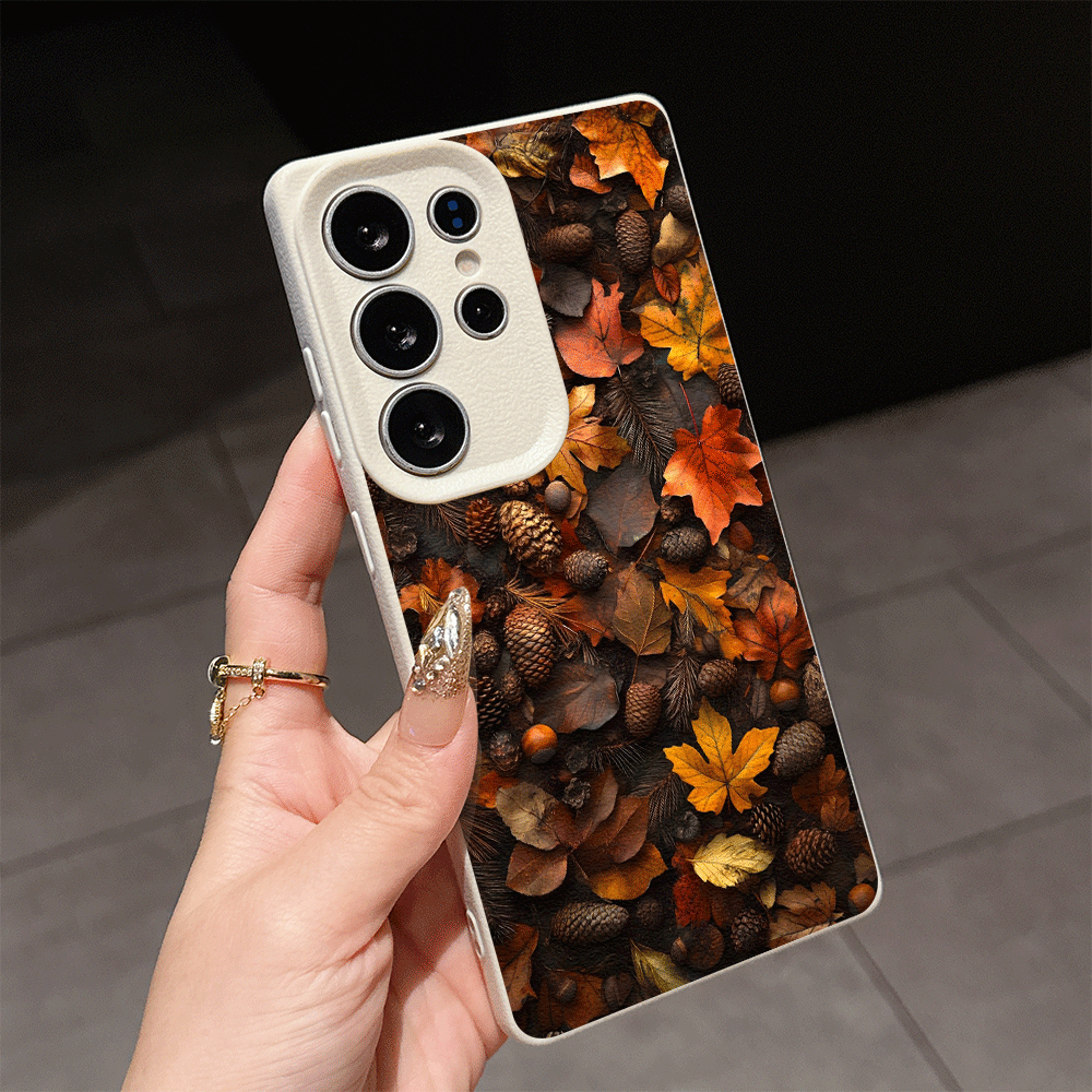 ヴィンテージ風秋の紅葉と松ぼっくり柄のライチ柄スマホケース、 - Phone Cases Vintage のレビューと価格