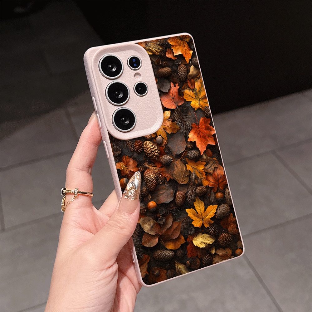 ヴィンテージ風秋の紅葉と松ぼっくり柄のライチ柄スマホケース、 - Phone Cases Vintage のレビューと価格