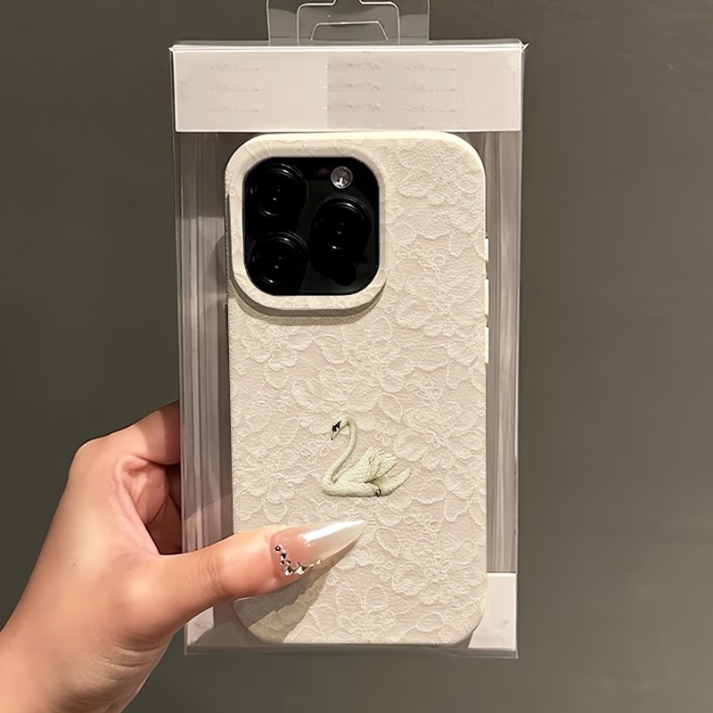 レーススワン柄ライチテクスチャスマホケース iPhone 1 - Phone Cases Popular のレビューと価格
