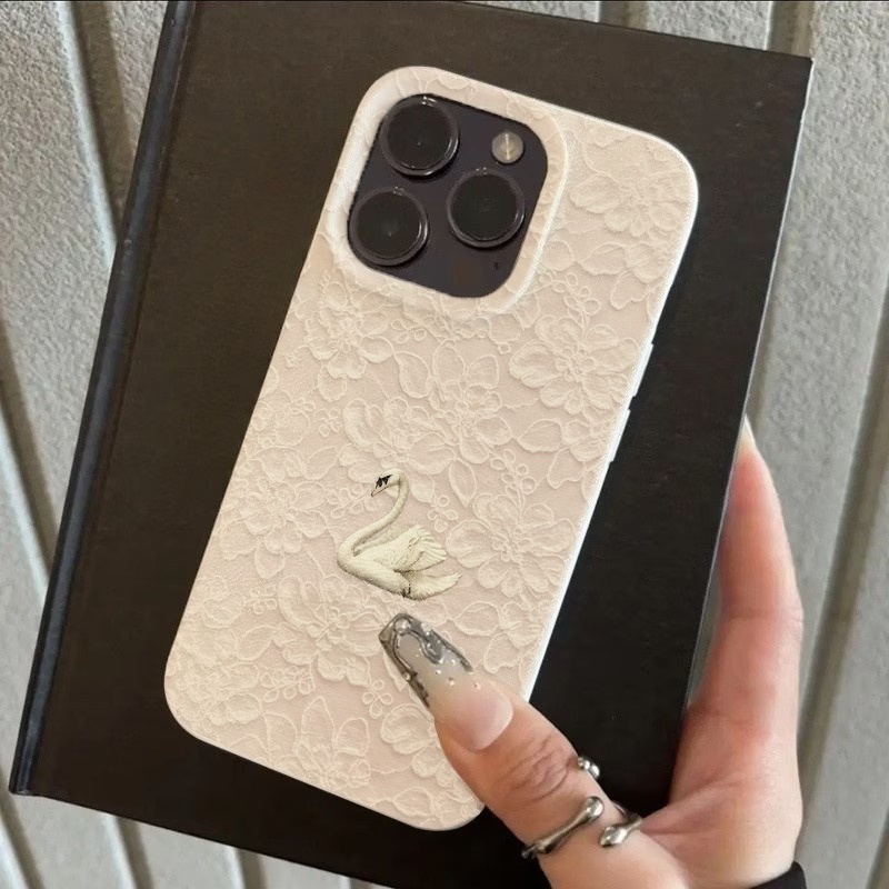 レーススワン柄ライチテクスチャスマホケース iPhone 1 - Phone Cases Popular のレビューと価格