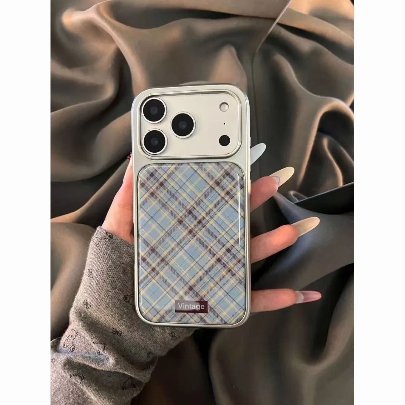 日本のレトロな青と茶色のチェック柄ファッション携帯電話ケース - Phone Cases Brown のレビューと価格