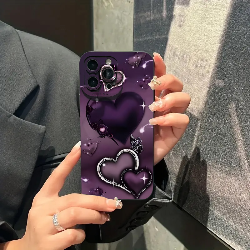 パープルハート型デザインTPU製iPhoneケース iPho - Phone Cases Purple のレビューと価格
