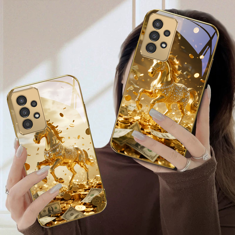素敵な金色の馬のデザインのSamsung A50 A51 A - Phone Cases For Samsung A14 のレビューと価格