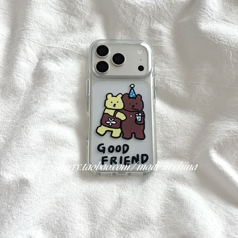 韓国のかわいい黄色と茶色のクマ柄iPhoneケース iPho - Phone Cases Brown のレビューと価格
