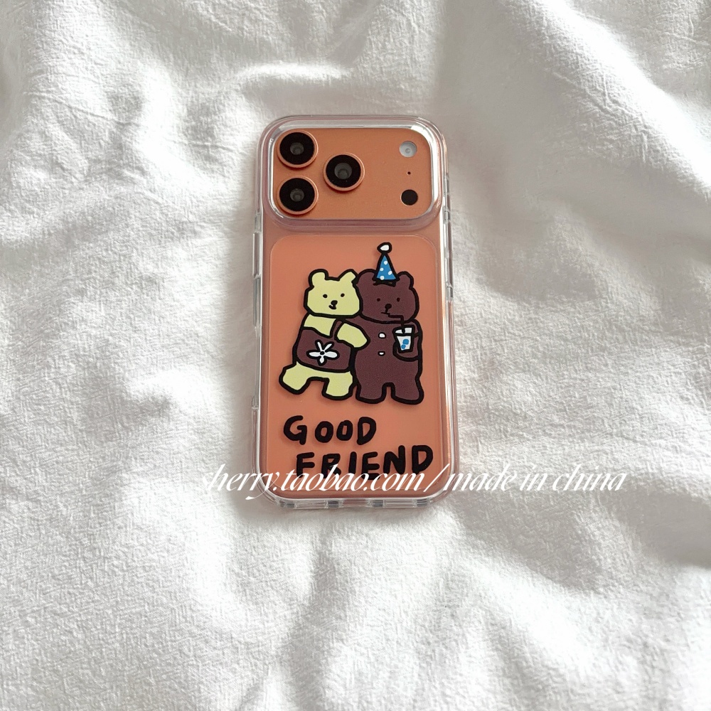 韓国のかわいい黄色と茶色のクマ柄iPhoneケース iPho - Phone Cases Brown のレビューと価格