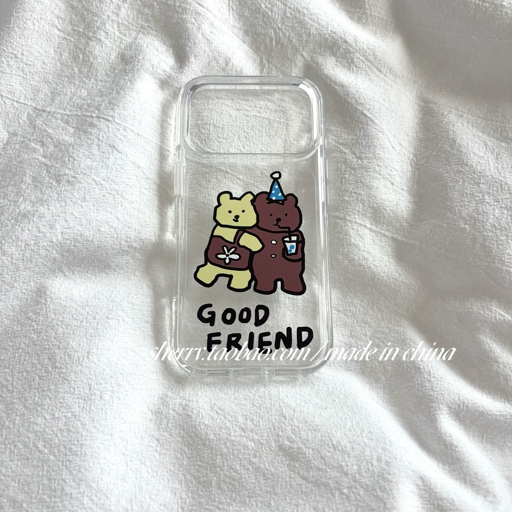 韓国のかわいい黄色と茶色のクマ柄iPhoneケース iPho - Phone Cases Brown のレビューと価格