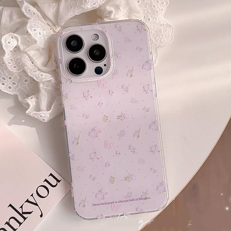 韓国風パープルフローラル優しい癒し系クリエイティブキュートな - Phone Cases Purple のレビューと価格