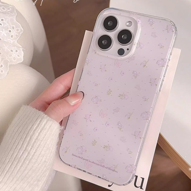 韓国風パープルフローラル優しい癒し系クリエイティブキュートな - Phone Cases Purple のレビューと価格