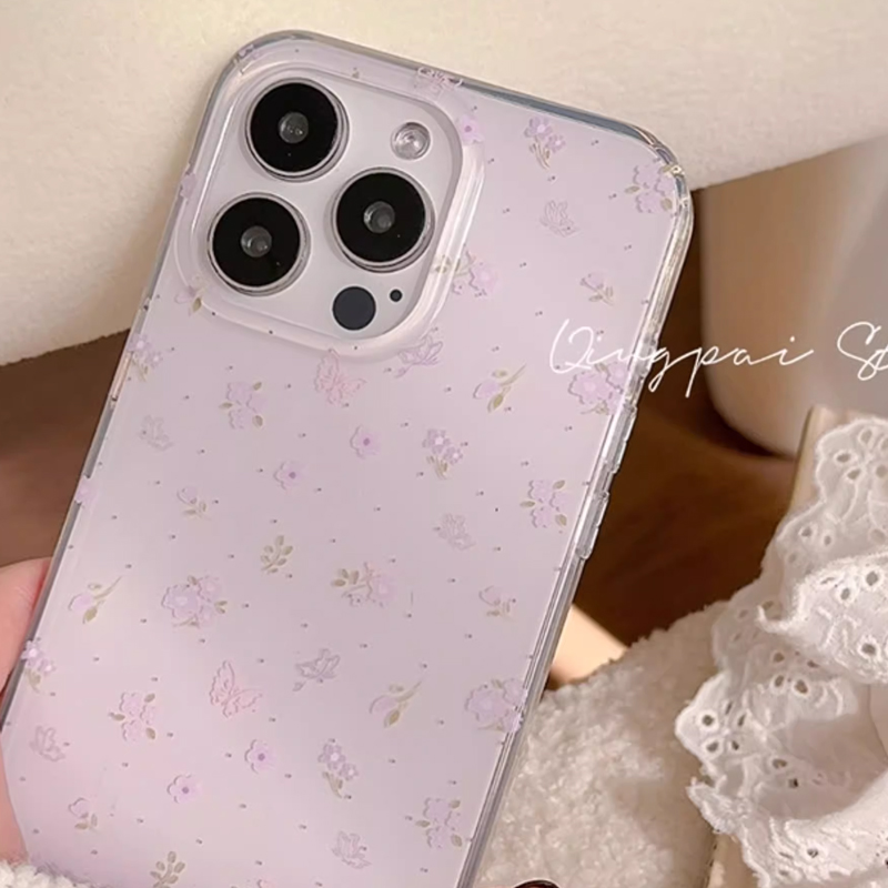 韓国風パープルフローラル優しい癒し系クリエイティブキュートな - Phone Cases Purple のレビューと価格