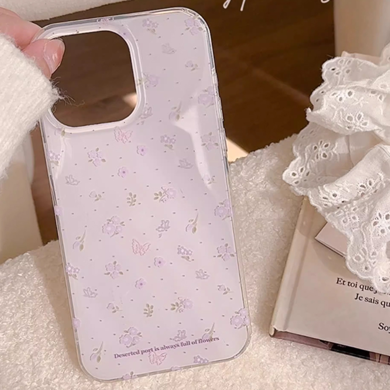 韓国風パープルフローラル優しい癒し系クリエイティブキュートな - Phone Cases Purple のレビューと価格